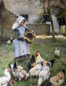 Walter Osborne Feeding the chickens