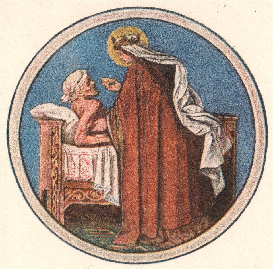 Wartburg-Palas, Fresken von Schwind (Bilderzyklus zur Heiligen Elisabeth) - Die Kranken besuchen