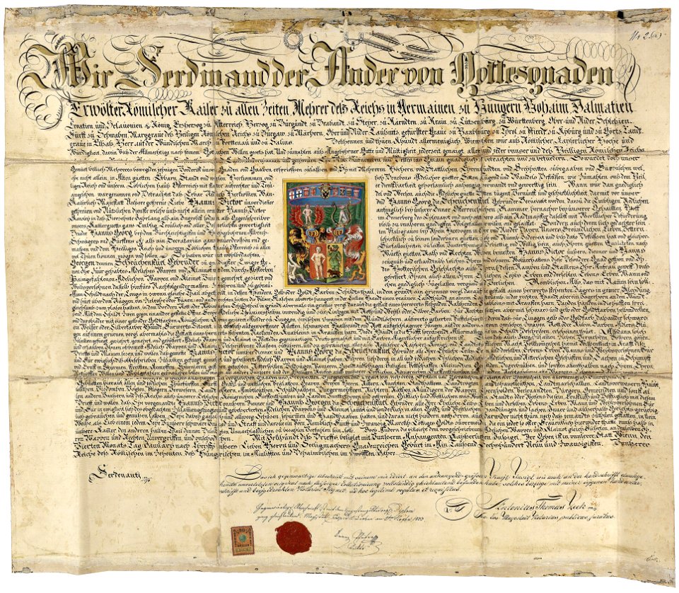 Wappenvereinigung Scheuchenstuel 1629 Abschrift 1833