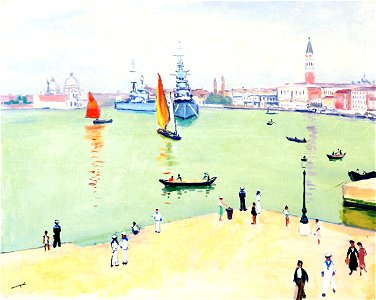 Warships in the Harbor, Venice. Free illustration for personal and commercial use.