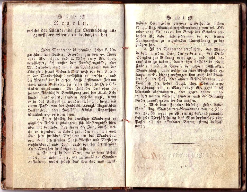 Wanderbuch, Albert Strauß, 1816, Regeln