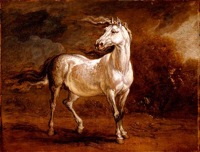 A Cossack Horse in a Landscape by James Ward, RA. Free illustration for personal and commercial use.