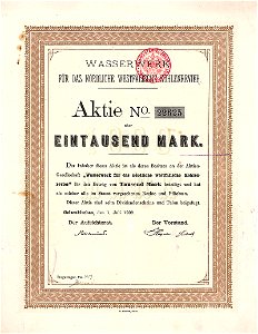 Wasserwerk für das nördliche westfälische Kohlenrevier 1000 Mk 1909