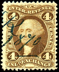 Washington Revenue stamp 4c 1862 issue. Free illustration for personal and commercial use.