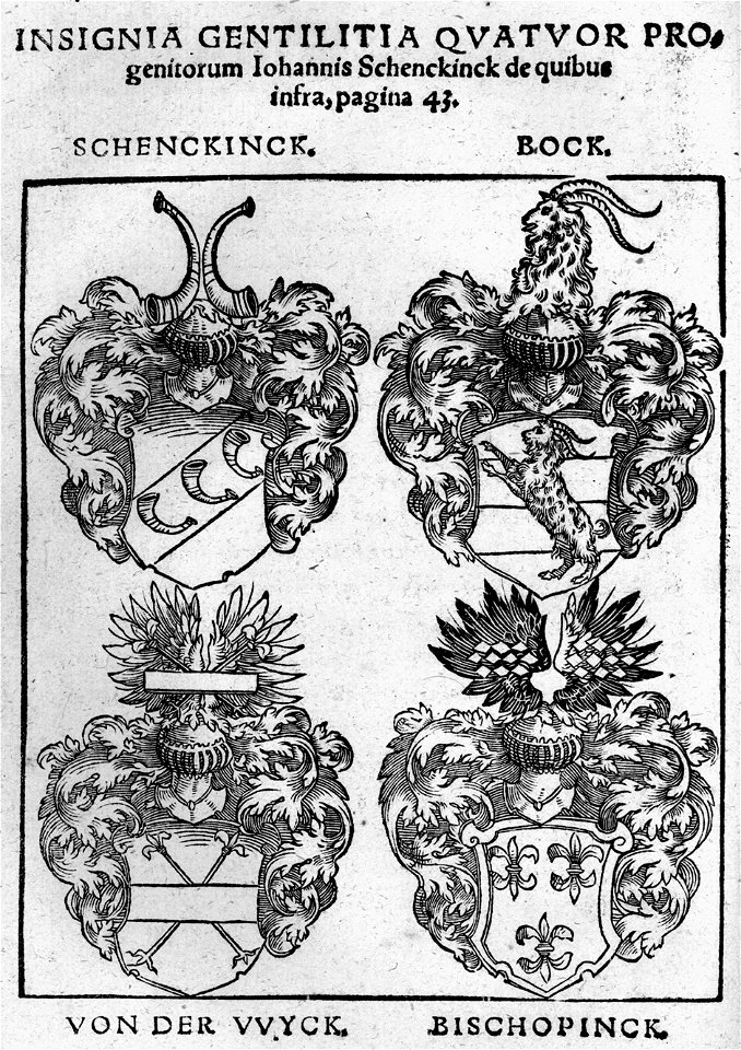 Wappen Schencking Bock Wyck Bisschoping 1576