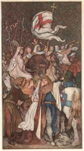 Wartburg-Palas, Fresken von Schwind (Bilderzyklus zur Heiligen Elisabeth) - Ludwig der Heilige nimmt Abschied von seiner Gemahlin Elisabeth, 1227