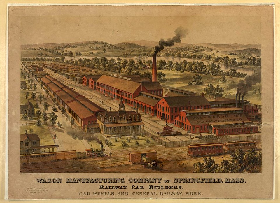 Wason Manufacturing Company of Springfield, Mass. - railway car builders, car wheels and general railway, work - sketched & on stone by Parsons & Atwater. LCCN2006680112