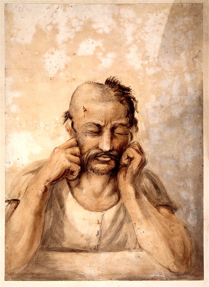 Watercolour; soldier suffering from a head Wellcome L0022555