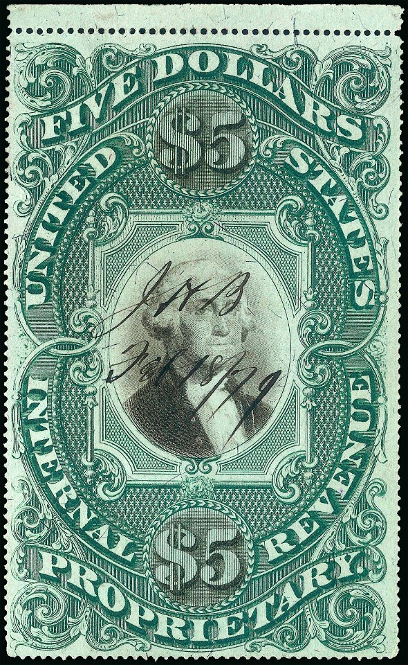 Washington proprietary stamp $5 1873 RB10