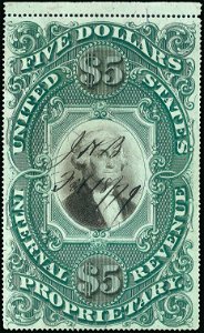 Washington proprietary stamp $5 1873 RB10