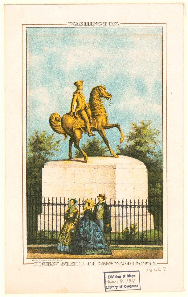Washington. Equesn. statue of Genl. Washington - lith. by E. Sachse & Co. Baltimore. LCCN2012648856