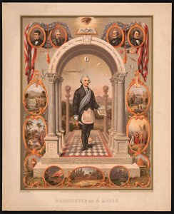 Washington as a Mason - drawn by J.F. Queen ; printed in oil colors by P.S. Duval Son & Co. LCCN2003655788