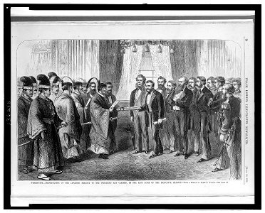 Washington. Presentation of the Japanese Embassy to the President and Cabinet, in the East Room of the Executive Mansion LCCN2006680192