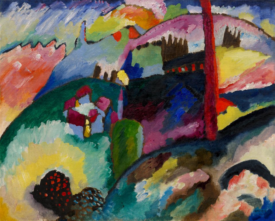 Wassily Kandinsky, 1910, Landscape with Factory Chimney, oil on canvas, 66.2 x 82 cm, Solomon R. Guggenheim Museum