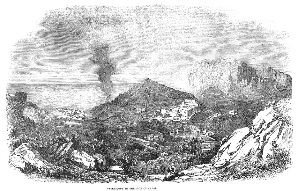 Waterspout in the Isle of Capri - from The Illustrated London News, Oct. 6, 1855