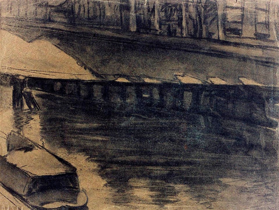 Water with a Boat Moored at the Quay by Theo van Doesburg Centraal Museum AB4289