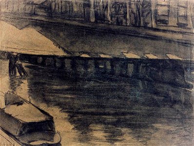 Water with a Boat Moored at the Quay by Theo van Doesburg Centraal Museum AB4289