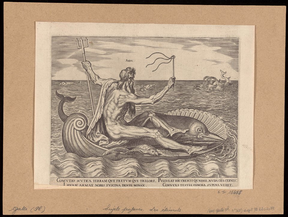 Water (Neptune) 1564 print by Philip Galle, S.I 15685, Prints Department, Royal Library of Belgium