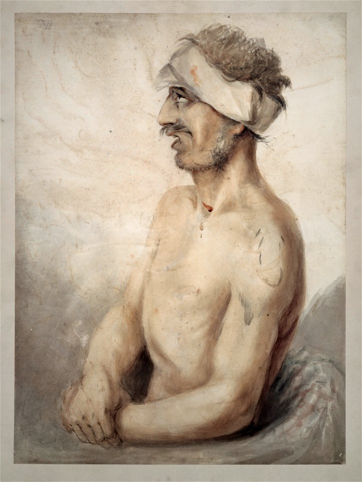 Watercolour, wounded soldier at Waterloo Wellcome L0022551