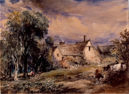 Water Street, Hampstead by John Constable, watercolor, High Museum of Art. Free illustration for personal and commercial use.