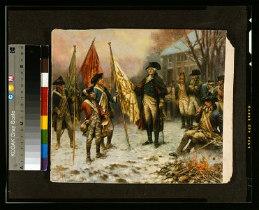 Washington inspecting the captured colors after the battle of Trenton LCCN2003668277