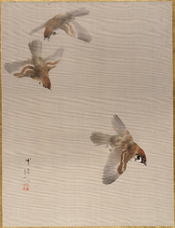 Watanabe Seitei - Sparrows Flying