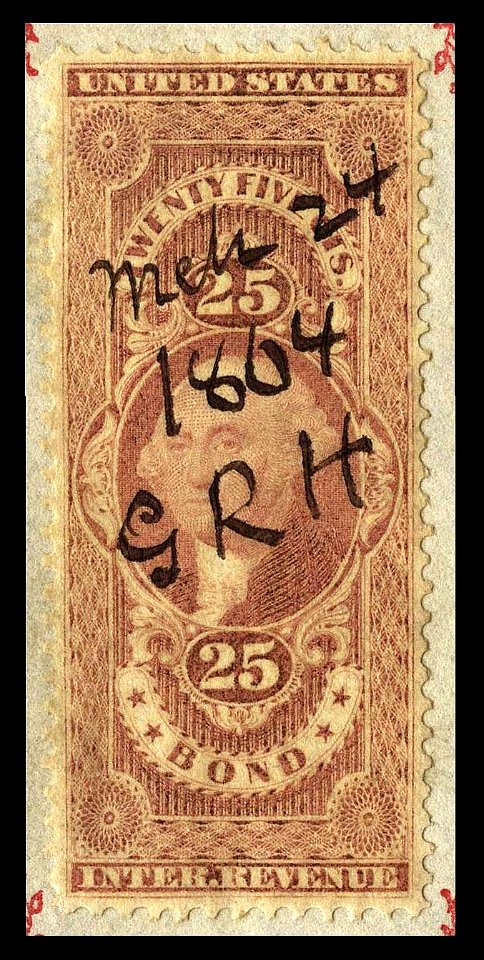 Washington revenue 25c on Bond certificate