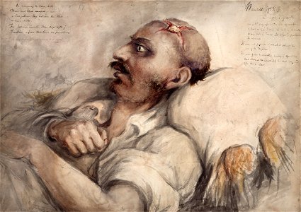 Watercolour, wounded soldier at Waterloo Wellcome L0022548