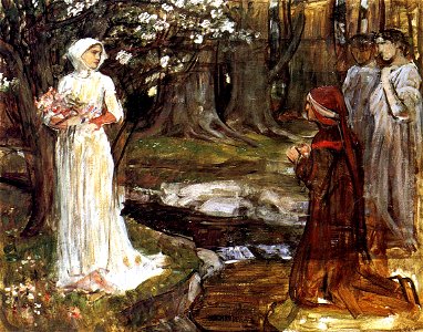John William Waterhouse - Dante and Matilda. Free illustration for personal and commercial use.