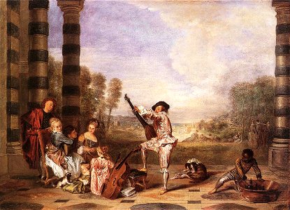 Antoine Watteau - Les Charmes de la Vie (The Music Party) - WGA25459. Free illustration for personal and commercial use.
