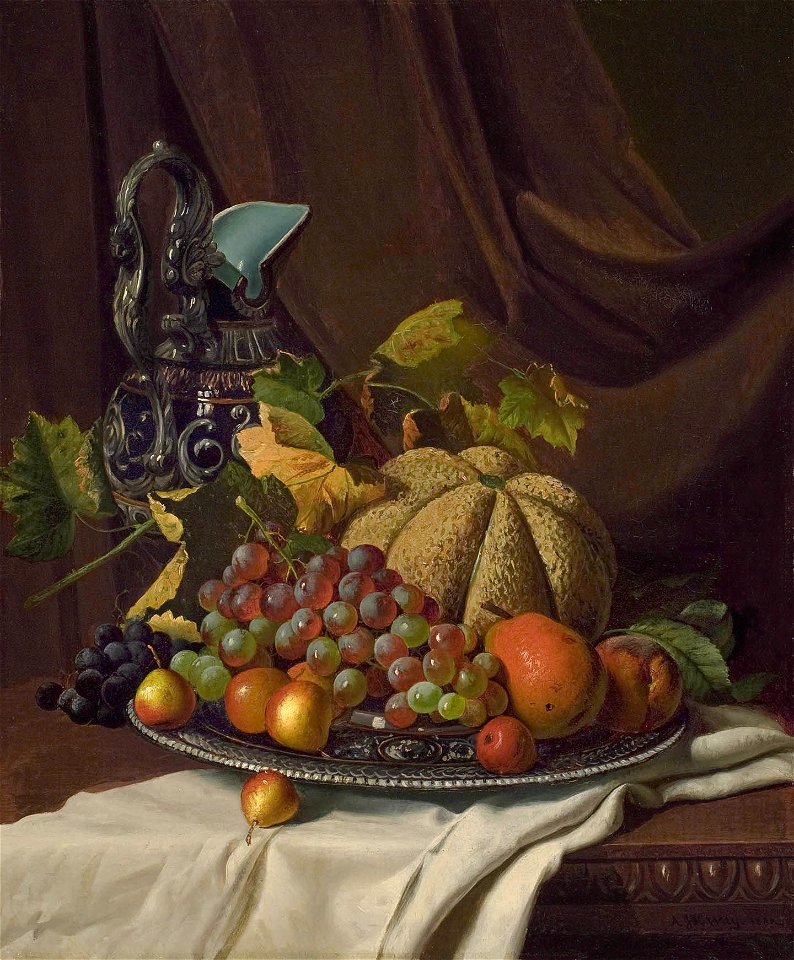 Still Life with Fruit on Silver Salver by Andrew John Henry Way, 1880