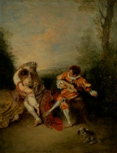 Jean-Antoine Watteau - La Surprise (Getty Center). Free illustration for personal and commercial use.