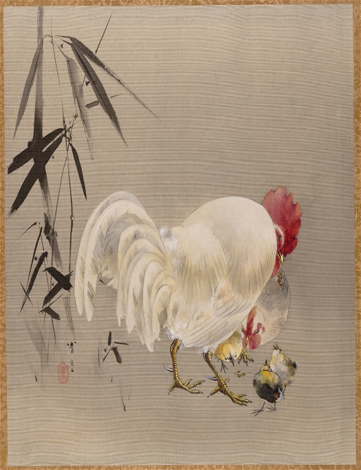 Watanabe Seitei - Rooster and Hen with Chicks - 14.76.61.54 - Metropolitan Museum of Art