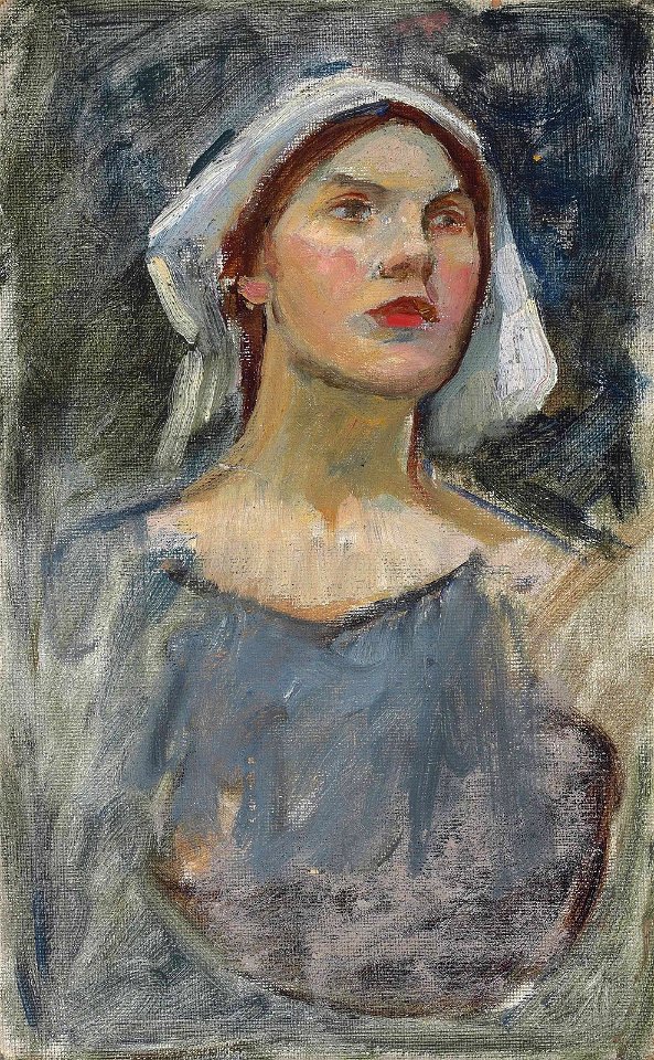 John William Waterhouse - Head study for 'The Enchanted Garden' (1916)