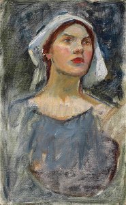 John William Waterhouse - Head study for 'The Enchanted Garden' (1916)