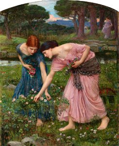 Waterhouse-gather ye rosebuds-1909. Free illustration for personal and commercial use.