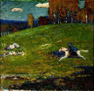 Wassily Kandinsky, 1903, The Blue Rider (Der Blaue Reiter), oil on canvas, 52.1 x 54.6 cm, Stiftung Sammlung E.G. Bührle, Zurich. Free illustration for personal and commercial use.