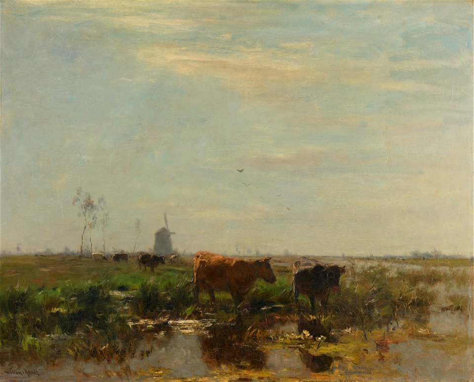 Weide met koeien aan het water Rijksmuseum SK-A-2428