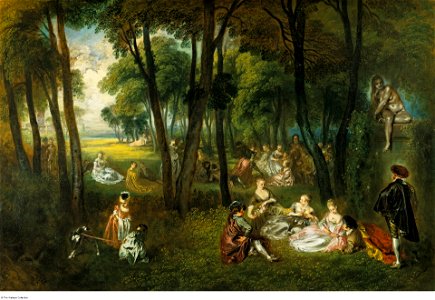 Watteau - Fête galante in a Wooded Landscape, c. 1719 - 1721
