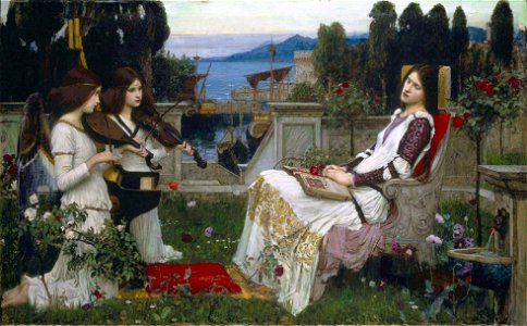 Waterhouse, John William - Saint Cecilia - 1895FXD. Free illustration for personal and commercial use.