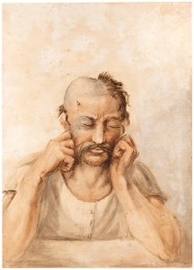 Watercolour; soldier suffering from a head Wellcome L0064784