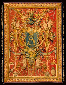 Wawel Arras - Grotesque - Royal Monogram with Musical Satyrs