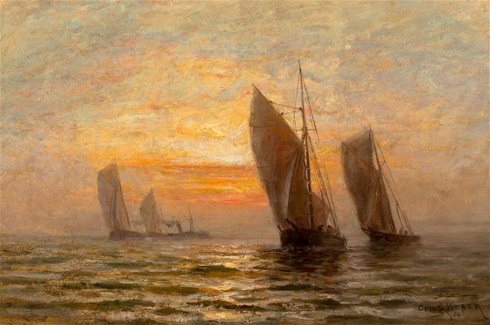 Sailing on at Sunset by Otis S. Weber