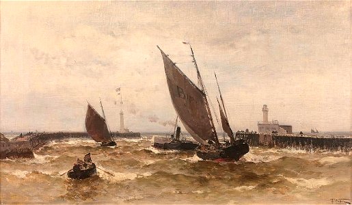 The Entrance of a Harbor by Theodor Alexander Weber