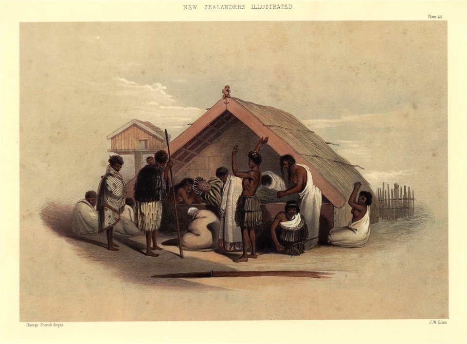 WEEPING OVER A DECEASED CHIEF, The New Zealanders Illustrated, 1847