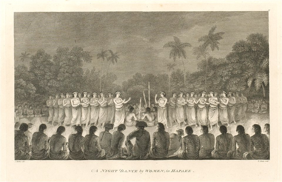 John Webber, A Night Dance by Women, in Hapaee, 1785