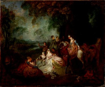 Watteau, Jean-Antoine - Fete Champetre - Google Art Project. Free illustration for personal and commercial use.
