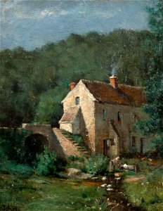The Old Mill by Julian Alden Weir, oil . Free illustration for personal and commercial use.