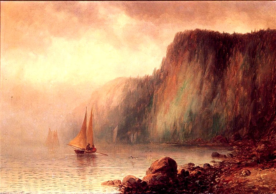 Sunlit Coastal Cliffs and Sea by Wesley Elbridge Webber
