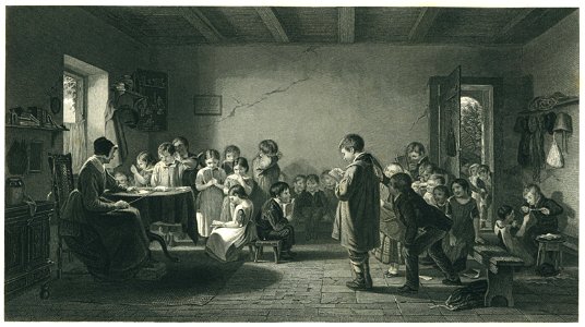 Webster - L’Ecole de Village - Steel Engraving